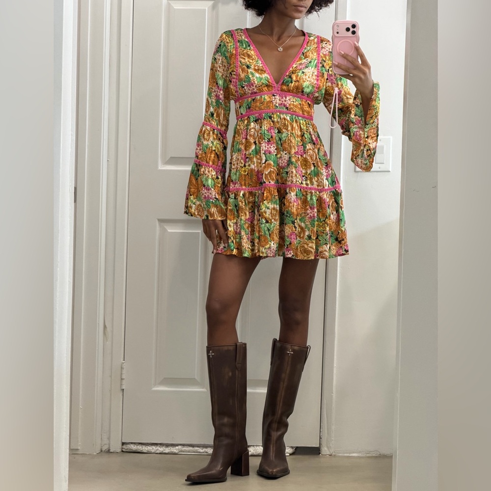 Nasty Gal Floral Bell Sleeve Mini Dress